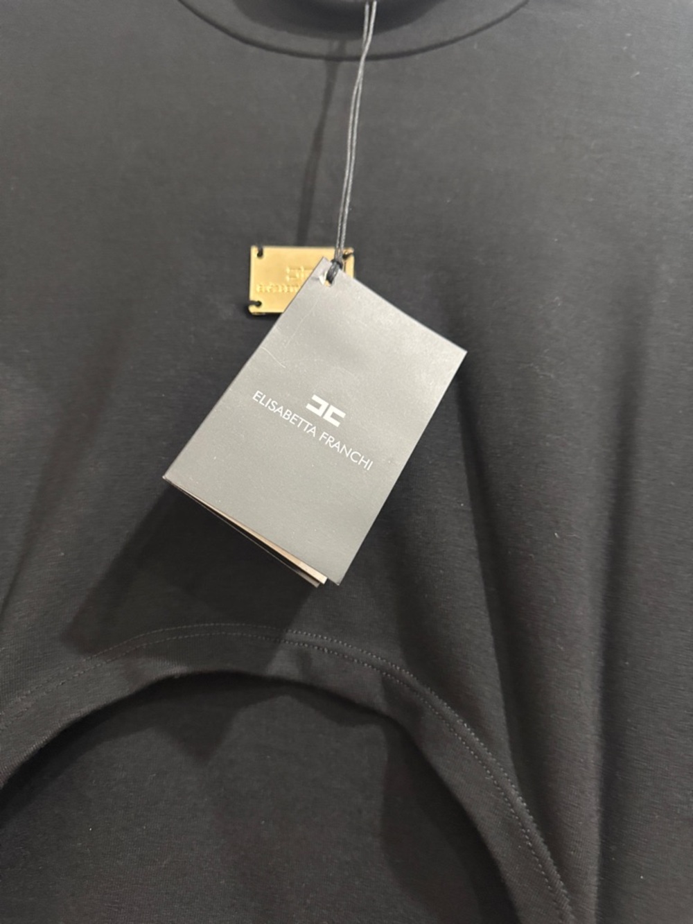 Black Long-Sleeve Cutout Mock Neck Top with Gold Hardware - Picture 7 of 9